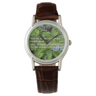 Transformed Romans 12:2 Christian Bible Floral Watch