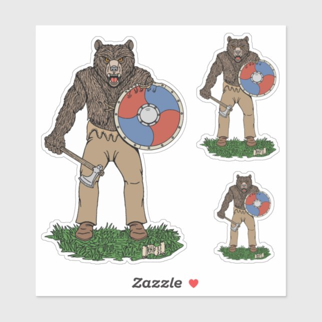 Transformed Viking Berserker or Werebear Sticker (Sheet)