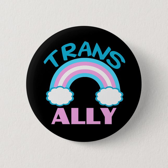 Transgender Ally Black Button (Front)