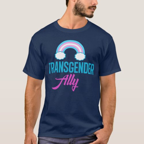 Transgender Ally Blue Pink White Rainbow Support T_Shirt
