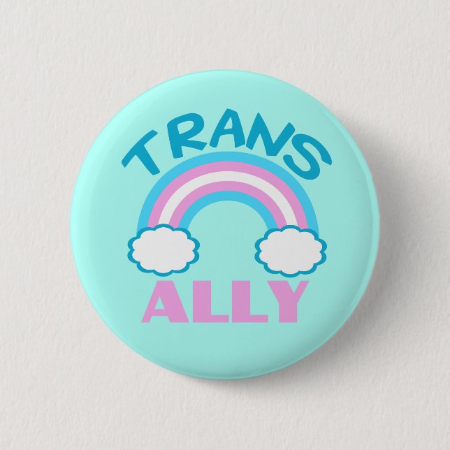 Transgender Ally Teal Pinback Button (Front)