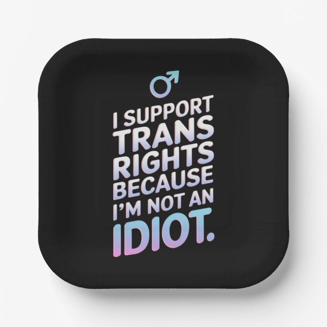 Transgender Ally Trans Pride Flag Support  Paper Plates (Front)