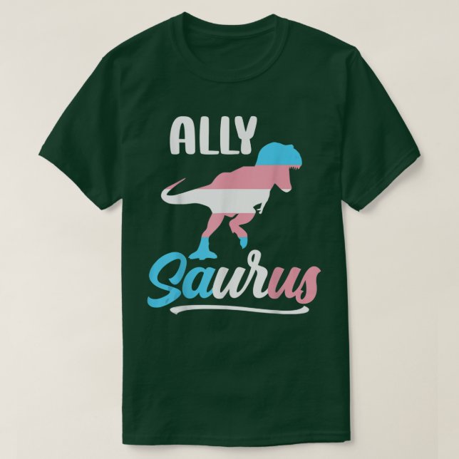 Transgender Allysaurus Dinosaur Flag Ally LGBT Tra T-Shirt (Design Front)
