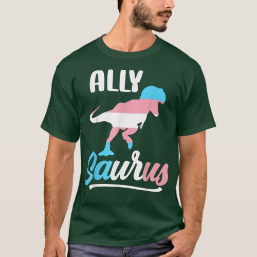 Transgender Allysaurus Dinosaur Flag Ally LGBT Tra T_Shirt
