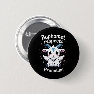 Transgender Baphomet Respects Pronouns Trans Pride Button