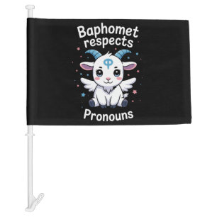Transgender Baphomet Respects Pronouns Trans Pride Car Flag