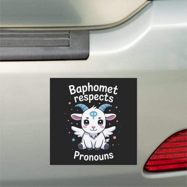 Transgender Baphomet Respects Pronouns Trans Pride Car Magnet (In Situ)