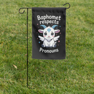 Transgender Baphomet Respects Pronouns Trans Pride Garden Flag