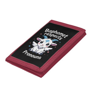 Transgender Baphomet Respects Pronouns Trans Pride Trifold Wallet