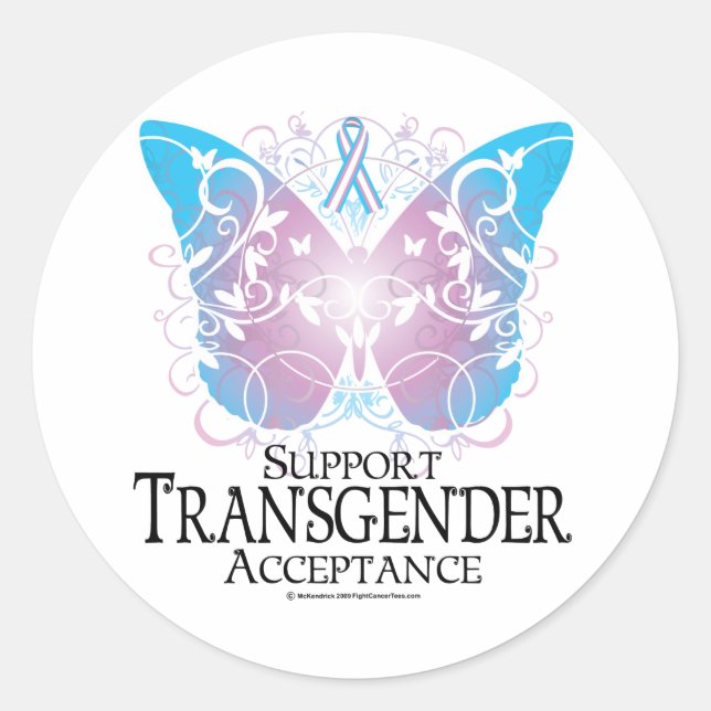 Transgender Butterfly Classic Round Sticker (Front)