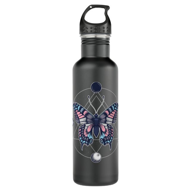 Transgender Butterfly Trans Pride Flag LGBT Moon S Stainless Steel Water Bottle (Front)