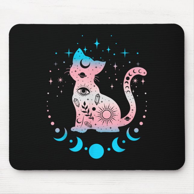 Transgender Cat Astrology Celestial Lgbt Pride Tra Mouse Pad (Front)