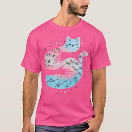 Transgender Cat Hug LGBT Pride Flag T_Shirt