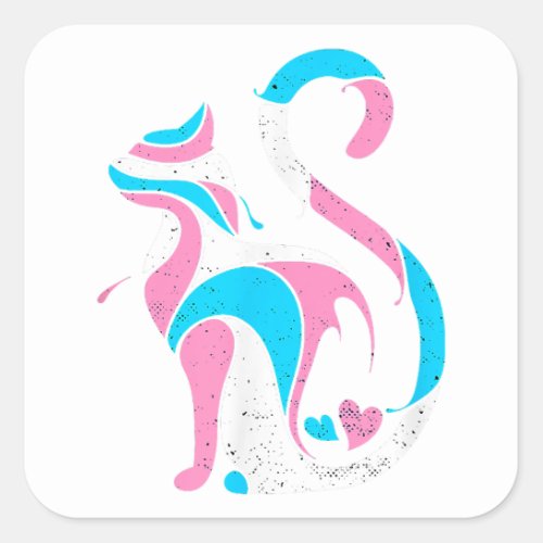 Transgender Cat LGBT Rights Cat Lover Pride Flag  Square Sticker