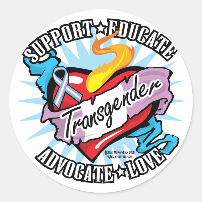 Transgender Classic Heart Round Sticker (Front)