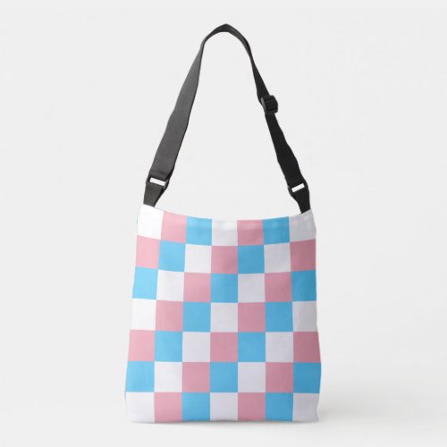 Transgender colors checkered pattern crossbody bag