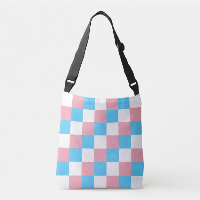 Transgender colors checkered pattern crossbody bag (Front)