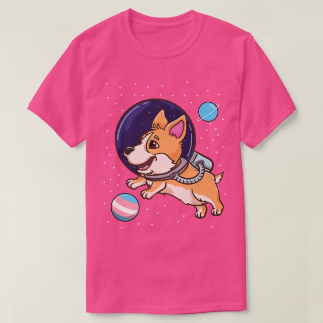 Transgender Corgi In Space Trans Pride1335 T-Shirt (Design Front)