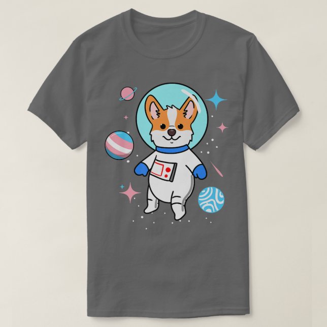 Transgender Corgi In Space Trans Pride 1334 T-Shirt (Design Front)