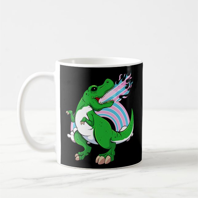 Transgender Dinosaur LGBT Q Cool T Rex Trans Coffee Mug (Left)