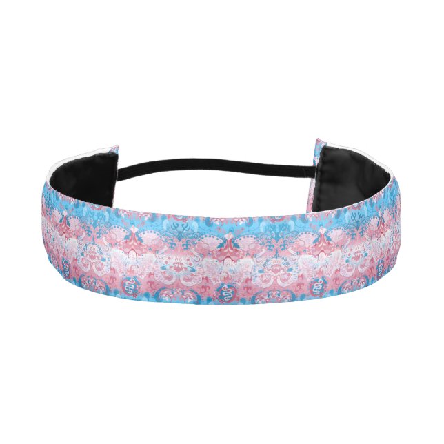 Transgender Dragon Damask - Trans Pride Flag Color Athletic Headband (Front)