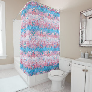 Transgender Dragon Damask - Trans Pride Flag Color Shower Curtain