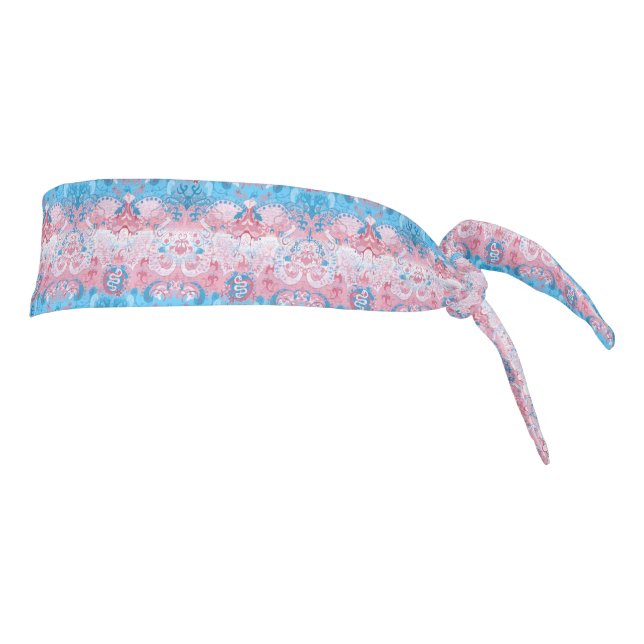 Transgender Dragon Damask - Trans Pride Flag Color Tie Headband (Rotate 90)