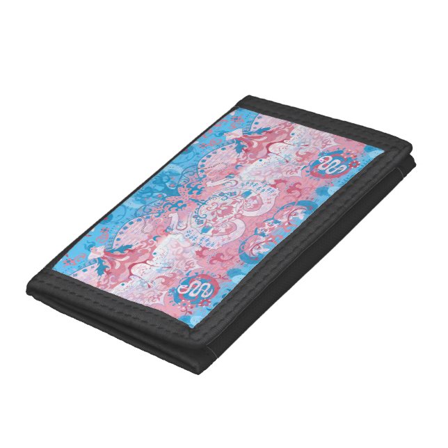 Transgender Dragon Damask - Trans Pride Flag Color Trifold Wallet (Bottom)