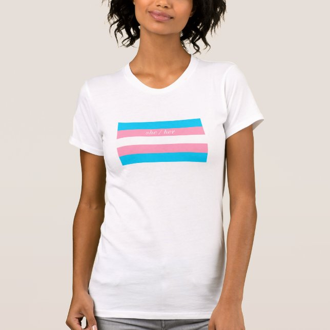 Transgender Flag and Preferred Prounoun T-Shirt (Front)
