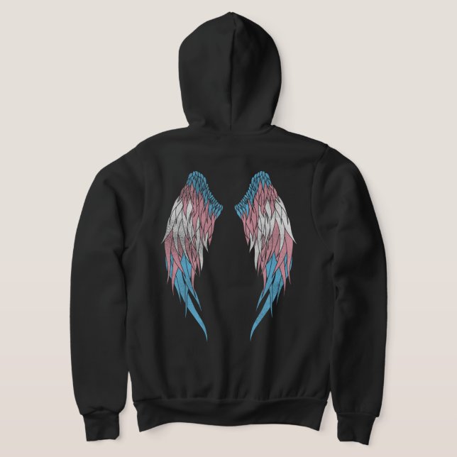 Transgender Flag - Angel Wings Hoodie (Laydown Back)