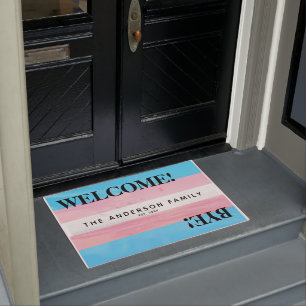 Transgender Flag Beach Personalized Welcome Doormat