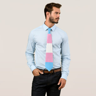 Transgender Flag Blue Pink Stripped LGBT Neck Tie