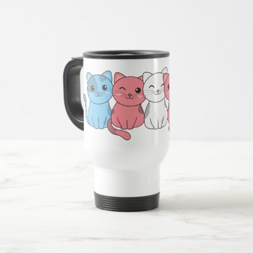 Transgender Flag Cat Pride Lgbtq Cute Cat Travel M Travel Mug