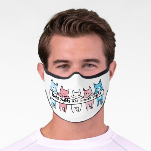 Transgender Flag Cat Trans Rights Are Human Rights Premium Face Mask