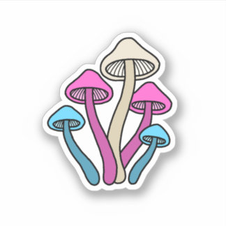 Transgender Flag Colored Mushrooms Sticker