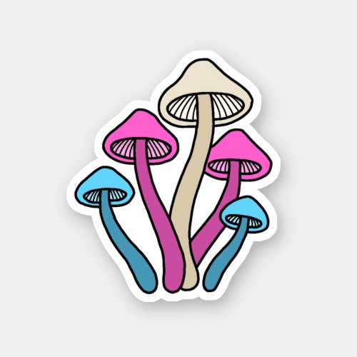 Transgender Flag Colored Mushrooms Sticker