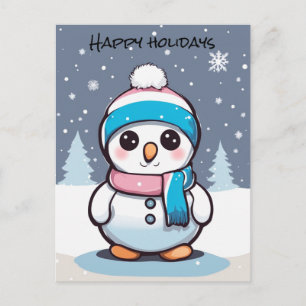 Transgender flag colored snowman christmas card