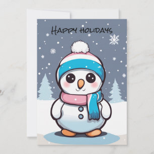 Transgender flag colored snowman christmas card