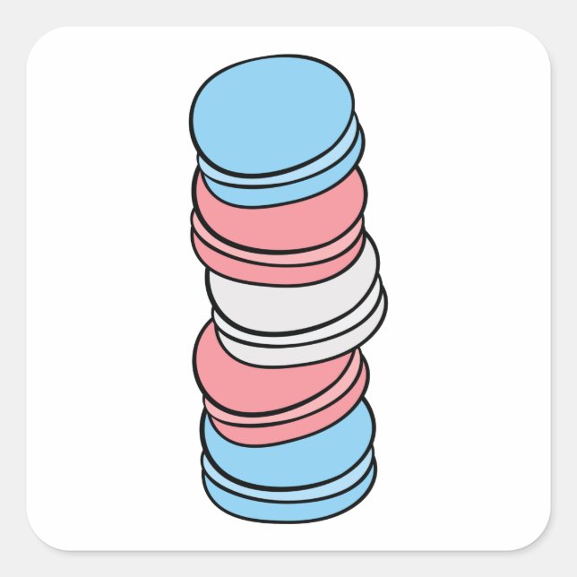 Transgender Flag Gay Pride Lgbtq Macaron Square St Sticker (Front)