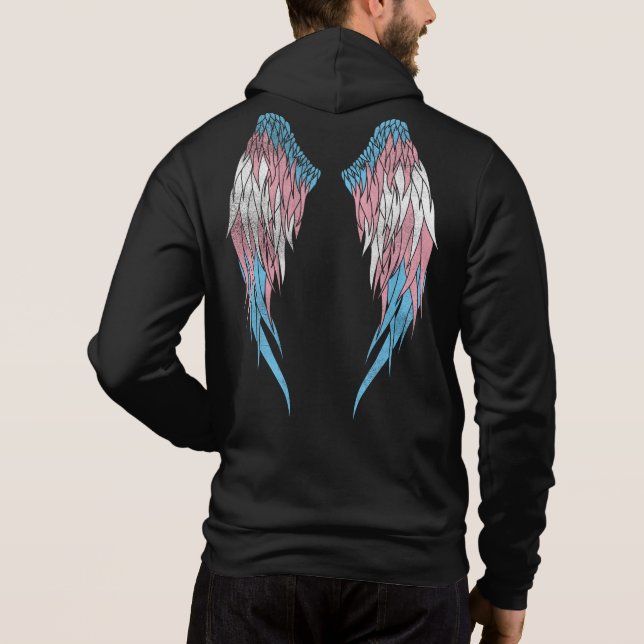 Transgender Flag - Halo - Wings Hoodie (Back)