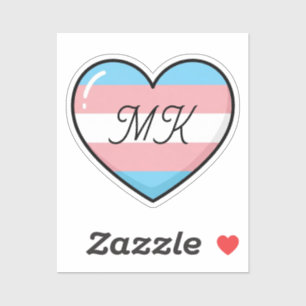Transgender Flag Heart Monogrammed LGBTQIA+ Sticker