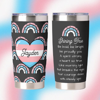 Transgender Flag Heart & Pride Poem Personalized Insulated Tumbler