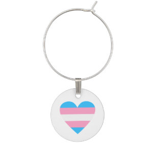 Transgender Flag Heart Wine Charm