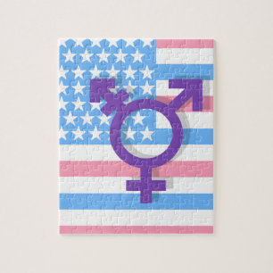 Transgender flag jigsaw puzzle