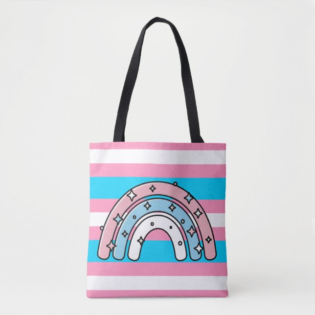  Transgender Flag | LGBTQIA+ Pink, Blue and White Tote Bag (Front)