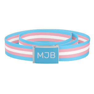 Transgender Flag Monogrammed Initials Blue Belt