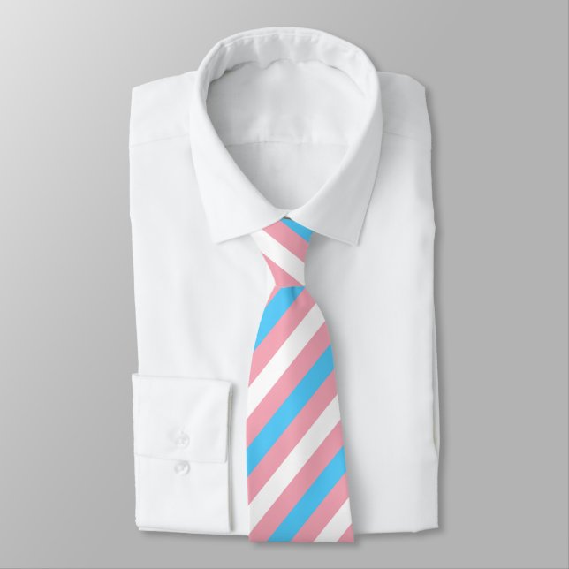 Transgender Flag Neck Tie (Tied)