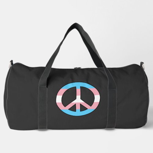 Transgender flag peace sign  duffle bag