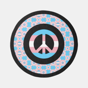 Transgender flag /peace sign/ pride outdoor rug