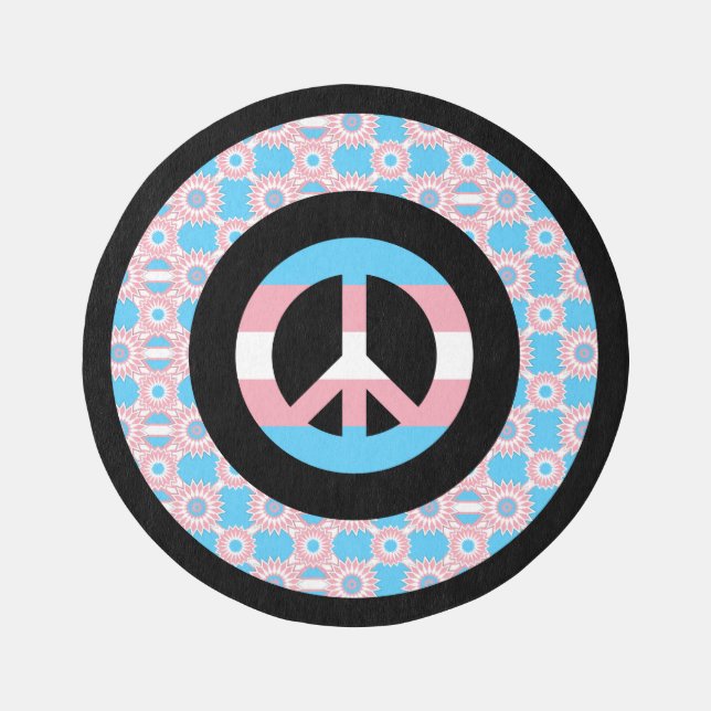 Transgender flag /peace sign/ pride outdoor rug (Front)